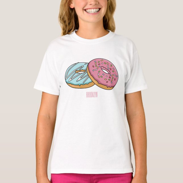 Donut-Cartoon-Abbildung T-Shirt (Vorderseite)