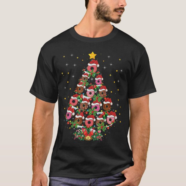 Donut Christmas Tree Santa Donuts Fast Food Weihna T-Shirt (Vorderseite)