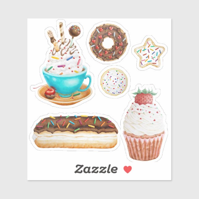 Donut Cupcake Cookie Stickers von Marcella Cherry Aufkleber (Blatt)