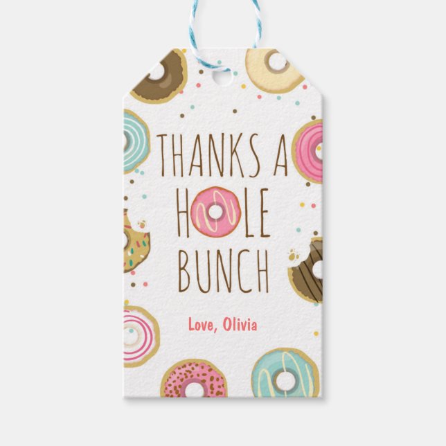 Donut danke für Geschenkmarken Girl Pink Doughnut Geschenkanhänger (Vorderseite)