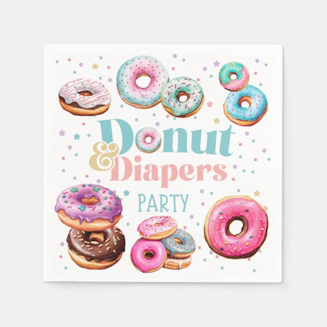 Donut & Diapers Baby Dusche Party Napkins Serviette (Vorderseite)