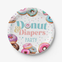 Donut & Diapers Babydusche Party Papierplatte