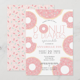 Donut & Diapers Sprinkle Pink Babydusche Einladung