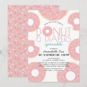 Donut & Diapers Sprinkle Pink Drive-by-Baby-Dusche Einladung
