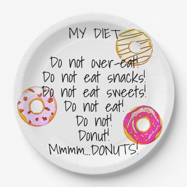 Donut Diet Funny Humour Doughnut Snack Food Pappteller (Vorderseite)