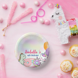 Donut Dinosaur Unicorn Regenbogen Ballon Geburtsta Pappteller