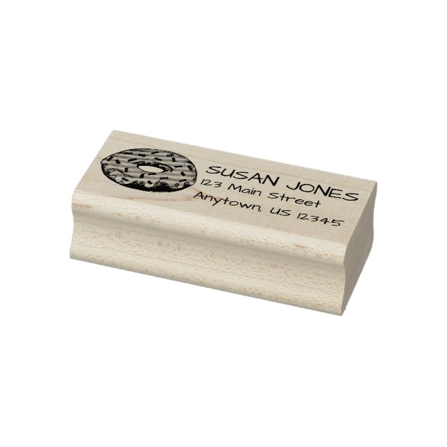 Donut Doughnut Food Sprinkles Adresse Personalisie Gummistempel (Stempel)
