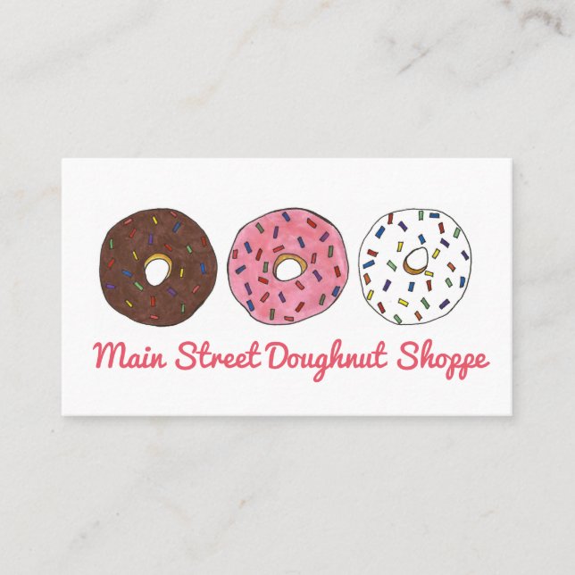 Donut Doughnut Sprinkles Bäckerei gebacken von Kon Visitenkarte (Vorderseite)