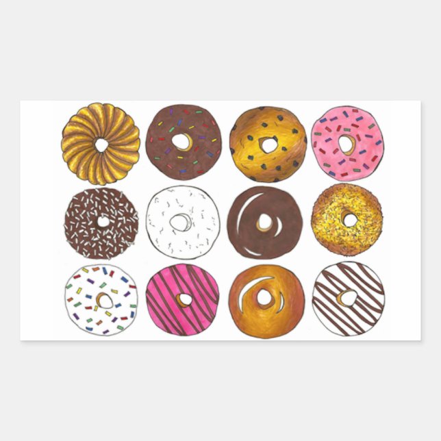Donut Dozen Box Breakfast Doughnut Stickers (Devant)