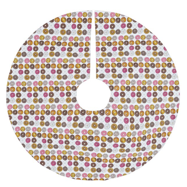 Donut Dozen Doughnut Gebäck Frühstück Brunch Polyester Weihnachtsbaumdecke (Vorderseite)