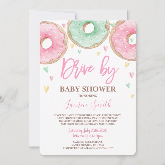 Donut Drive by Baby Showgirl Einladung (Vorderseite)