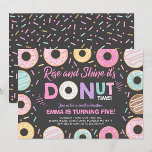 Donut-Einladung Steh auf und strahle Es ist Donut- Einladung