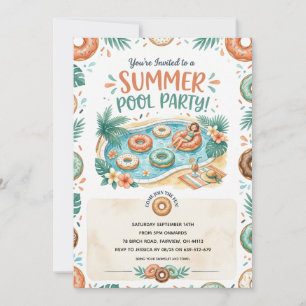 Donut-Ende-des-Sommer-Poolparty-Einladung Einladung
