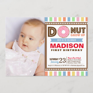 Donut erwachsen Erste Geburtstagsparty Foto Einladung