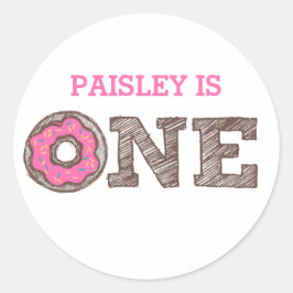Donut First Geburtstagsticker Runder Aufkleber