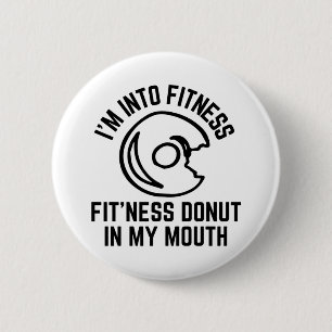 Donut Fitness Funny Button
