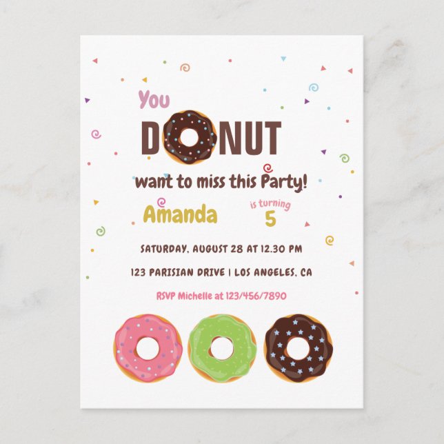 Donut-Geburtstagsfeier Postkarte (Vorderseite)