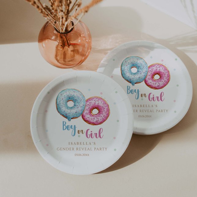 Donut Gender Reveal Junge oder Mädchen Party Pappteller (Von Creator hochgeladen)