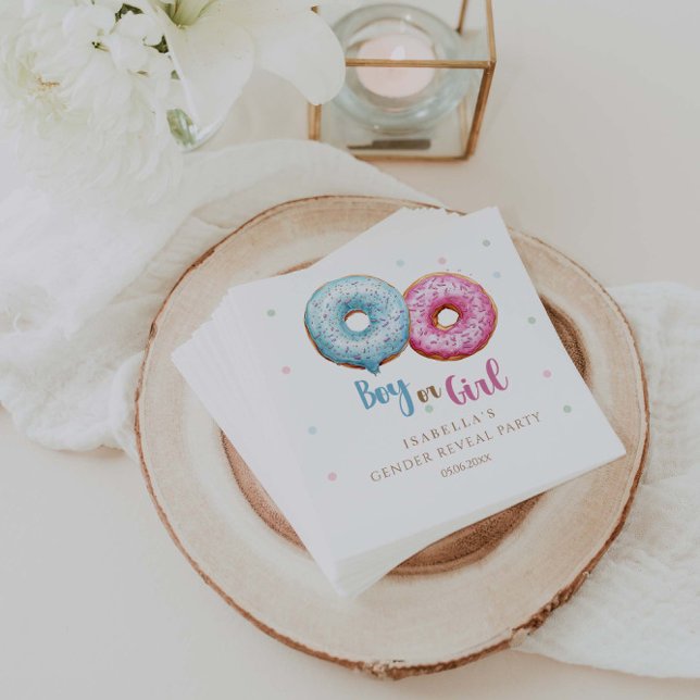 Donut Gender Reveal Junge oder Mädchen Party Serviette (Von Creator hochgeladen)