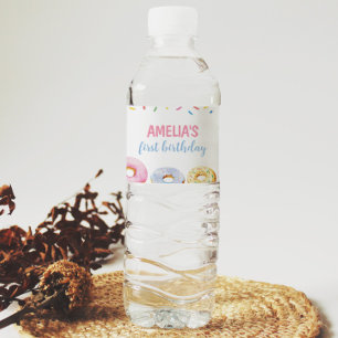 Donut Girl Birthday Étiquette de bouteille d'eau