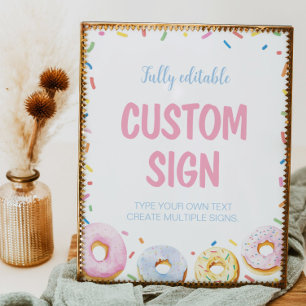 Donut Girl Birthday Party Table Sign Poster