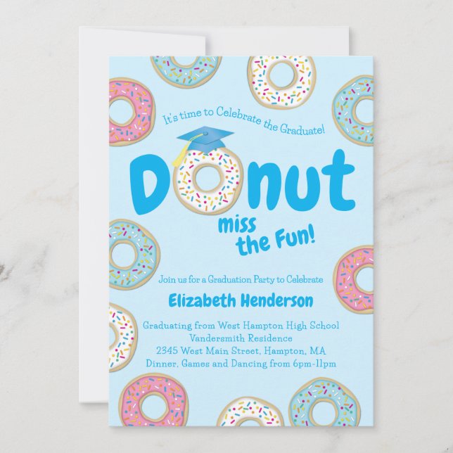 Donut Graduation Party Einladung (Vorderseite)