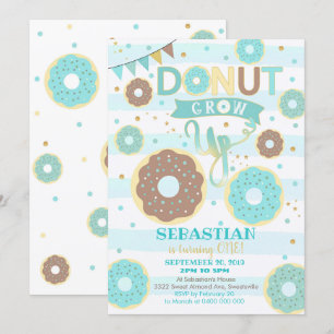 Donut Grandir 1er anniversaire Invitation Garçon D
