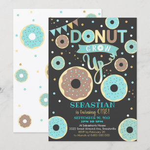 Donut Grandir 1er anniversaire Invitation Garçon D