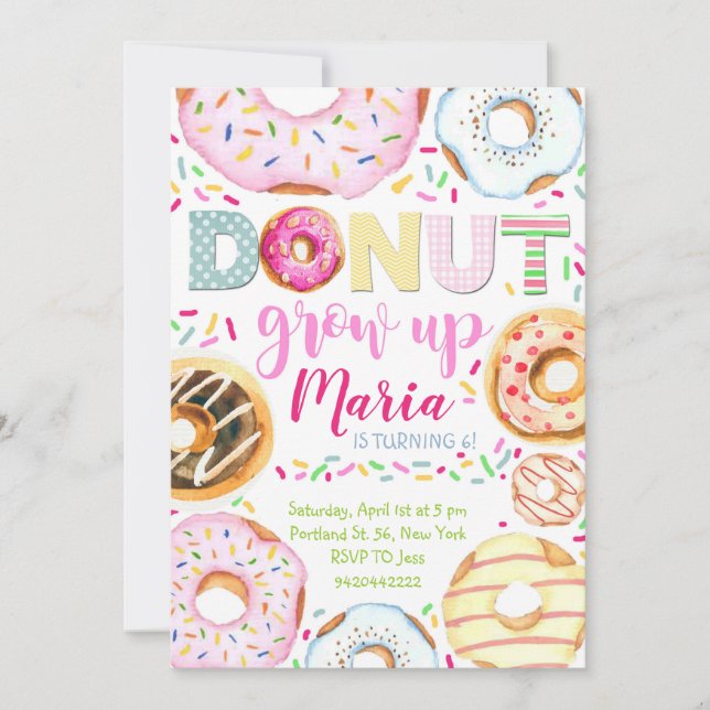 Donut grandir Enfants Doughnut Invitation annivers (Devant)