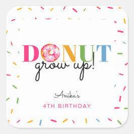 Donut Groben Rainbow Sprinkles Geburtstag Niedlich Quadratischer Aufkleber