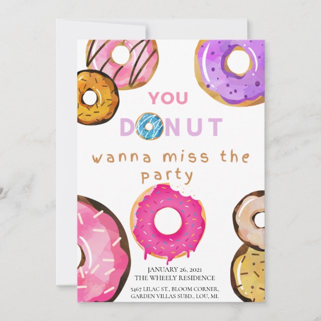 DoNut Grow Up Birthday Einladungskarte (Vorderseite)