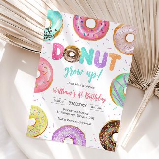 Donut Grow Up Donut Geburtstagsparty-Einladung Einladung