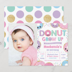 Donut Grow Up Kawaii Geburtstags Foto Einladung