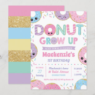 Donut Grow Up Kawaii Invitations Anniversaire Fill