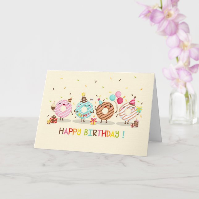 Donut Happy Birthday Grußkarte Karte (Orchidee)