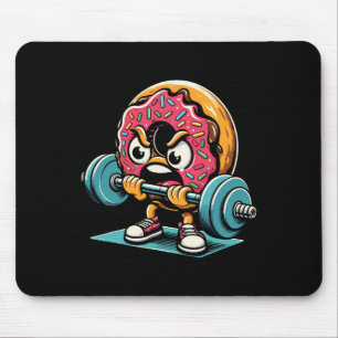 Donut hebt Gewichte Lustige Gym-Übung Gewichtheben Mousepad