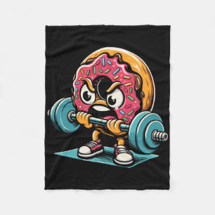 Donut hebt Gewichte Lustige Gym-Workout Gewichtheb Fleecedecke