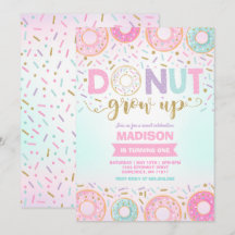 Donut Invitation Anniversaire Donut Grow Up Party