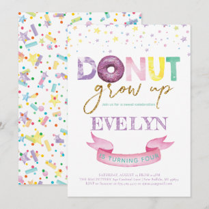 Donut Invitation Anniversaire Donut Grow Up Party