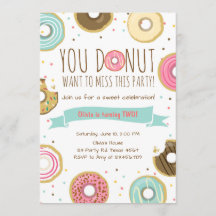 Donut Invitation de fête d'anniversaire Donut ne v