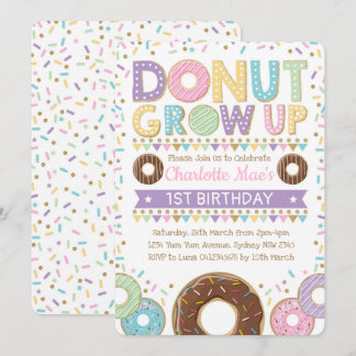 Donut Invitation Doughnut Birthday Party Pink Gold Einladung