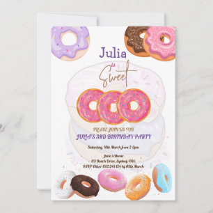 Donut invitation fille de 3e anniversaire