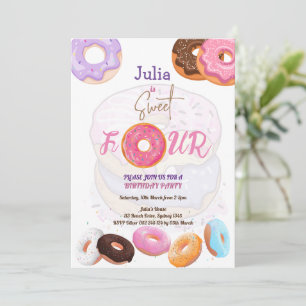 Donut invitation fille de 4ème anniversaire