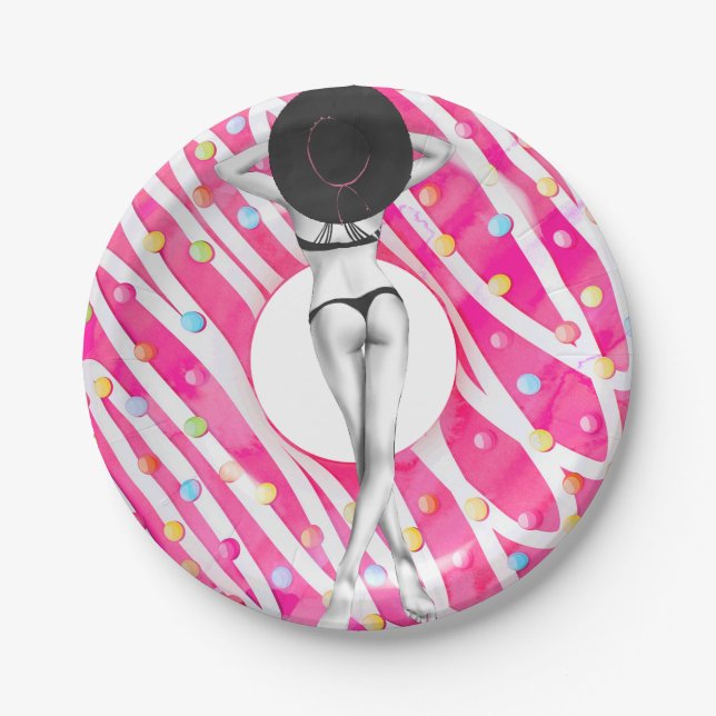 Donut Junggeselinnen-Abschied Beach Girl Pappteller (Vorderseite)