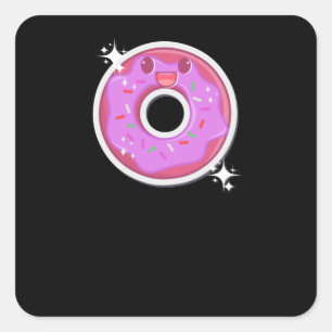 Donut Kawaii Food Quadratischer Aufkleber