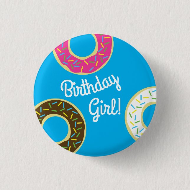 Donut Kindergeburtstag Party Button (Vorderseite)