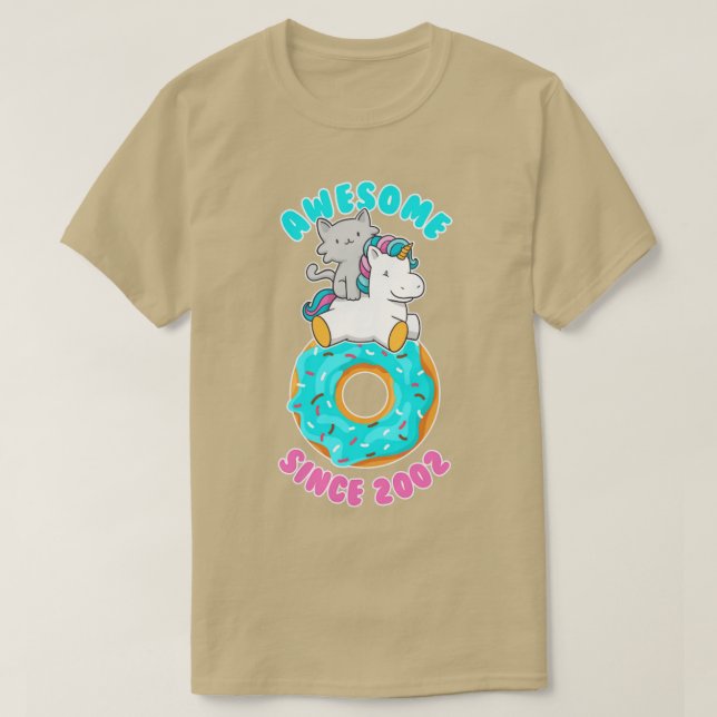 Donut Kitten Unicorn Phantastisch seit 2002 T-Shirt (Design vorne)