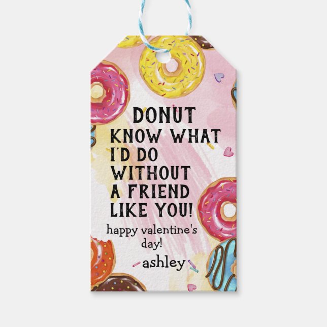 Donut Know Valentine Geschenkanhänger (Vorderseite)