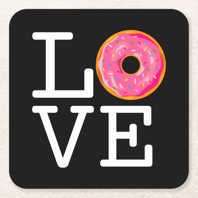 Donut Liebe Rechteckiger Pappuntersetzer (Vorderseite)