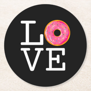 Donut Liebe Runder Pappuntersetzer